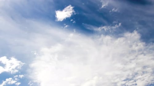 Sunny blue sky with fluffy clouds