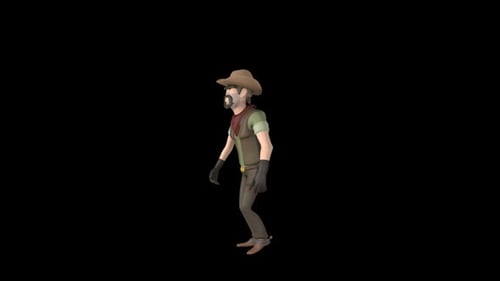Animated 3D Cowboy Character Walking Loop