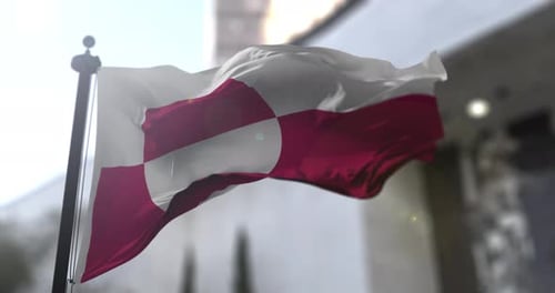 Realistic Waving Flag of Greenland Animation Loop