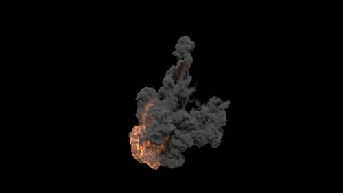Realistic Fire Explosion with Rising Smoke and Alpha Channel