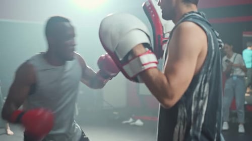 Men Boxing and Punching in Gym Training Session