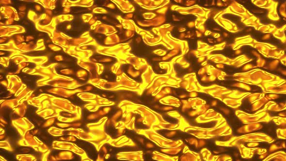 Cover for Volumetric wavy golden fluid. 3d animation render 4k footage, infinite loop