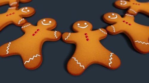 Animated Gingerbread Men Rotating for Christmas Holiday Season