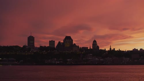 Quebec City skyline, at sunset