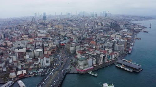 Aerial View of Istanbul City and Galata Tower