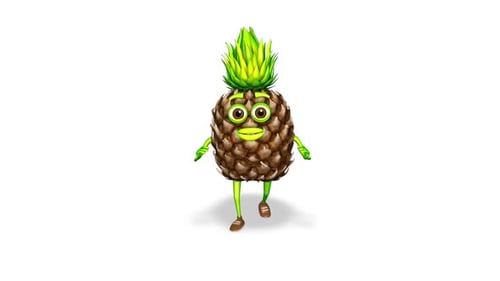 Pineapple Dance Loop On White Background
