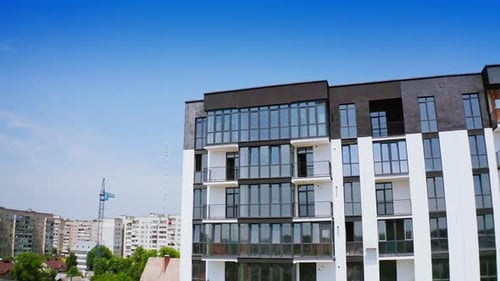 Aerial view of modern apartment residential building architecture