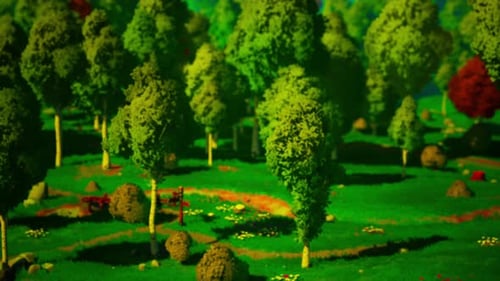 Cartoon Landscape with Hills and Forest