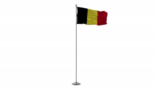 Realistic Belgium Flag Waving on Pole