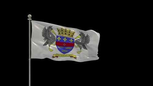 Saint Barthélemy Flag Waving Animation with Official Coat of Arms