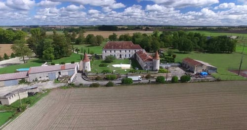 Aerial view of Bourbet Castle, France