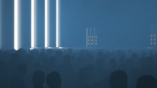 Modern Stage Event Opening with Audience and Dynamic Light Show