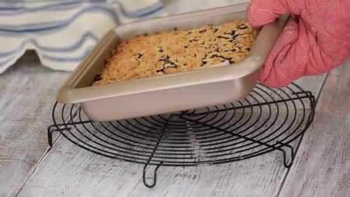 Fresh Baked Pie with Berries in Square Form