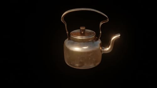 Realistic 3D Metal Teapot Rotating Animation