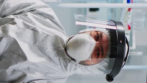 Healthcare Worker in Full PPE in Lab