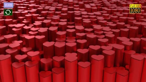 Pulsing Red Heart Pillars 3D Animated Background