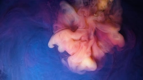 Abstract Paint Swirls of Pink, Peach, and Yellow