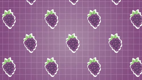 Animated Flat Design Purple Grapes Looping Background