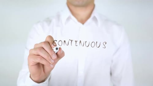 Hand Writes Continuous with Marker on Transparent Surface