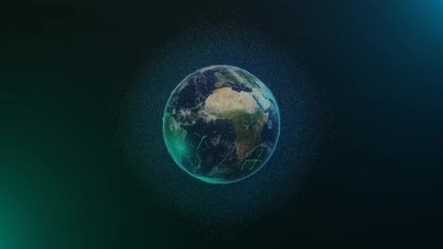 Spinning planet Earth. Technology video footage.