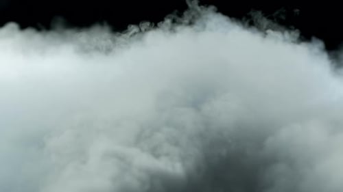 Swirling White Fog on Black Background, Atmospheric Texture