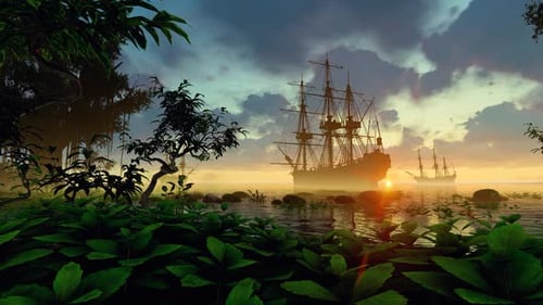 Sailing Ships In The Bay Of The Island