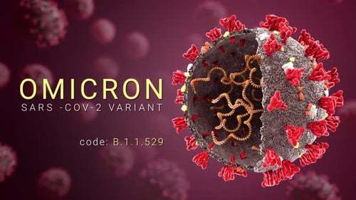 3D Animated Omicron SARS-CoV-2 Virus Variant
