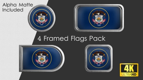 Animated Framed State Flags Pack with Metallic Borders