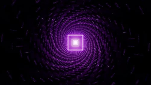 Neon Square Light Spiral Tunnel