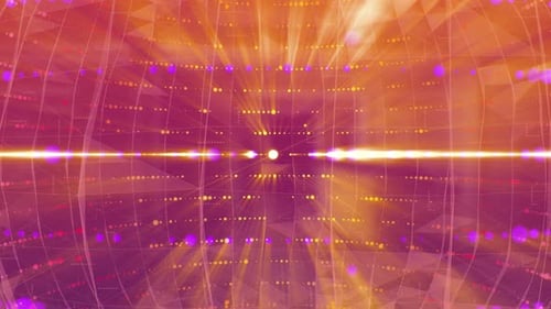 Abstract Digital Grid with Glowing Particles and Light Rays