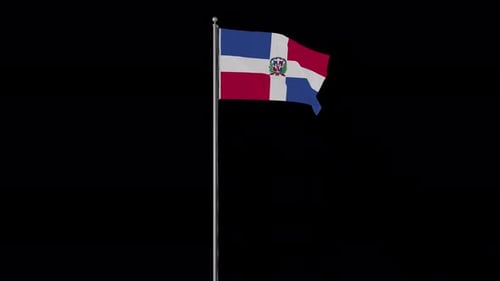 Dominican Republic Flag Waving on Flagpole Animation