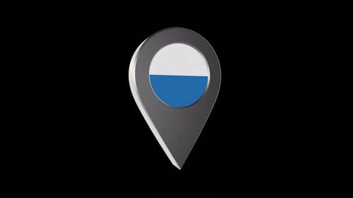 3D Animated Location Pin with Two-Color Flag