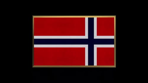 Golden Framed Norway Flag 3D Rotating Animation