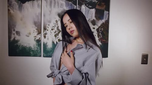 Stylish Woman Posing in an Open Shirt