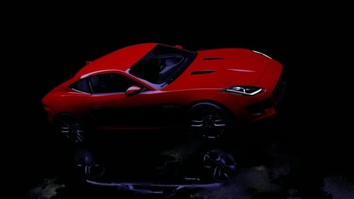 Luxury Red Sports Car Top View