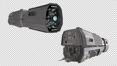 Futuristic 3D Spacecraft Animated Rotation with Alpha Channel