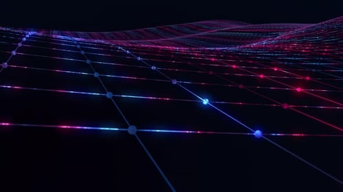 Futuristic Glowing Digital Network Grid Loop Background
