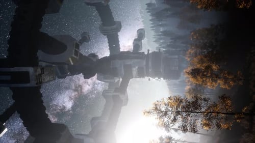 UFO Hovering Over Forest