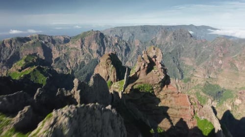 Majestic Mountain Range Aerial View on Sunny Day