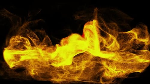 Abstract Swirling Golden Particle Cloud Animation on Black Background