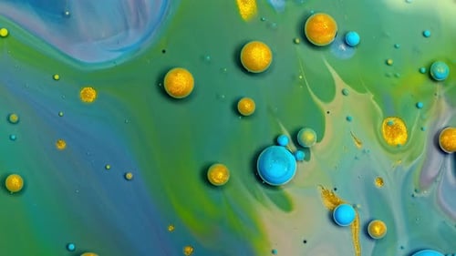 Fantastic Structure of Colorful Bubbles. Chaotic Motion. Abstract Colorful Paint. Top View,