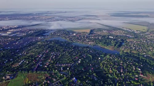 Fog Covers the Village in the Valley