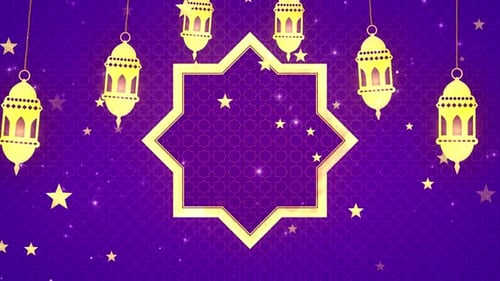 Glowing Islamic Lanterns and Stars with Elegant Frame for Ramadan Celebrations