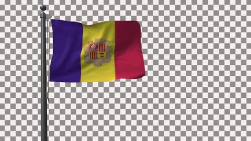 Andorra National Flag Waving on Transparent Background