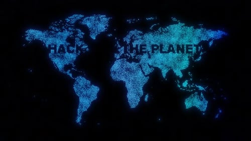 hackear o texto do planeta sobre o mapa mundial