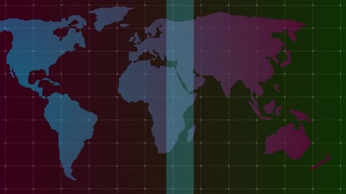 Digital World Map Background with Sweeping Technology Bar