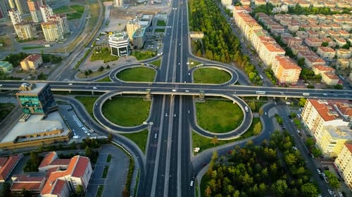 Aerial View On Modern Road Junction