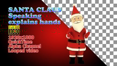 Animated Santa Claus Character Explaining with Hand Gestures Loop