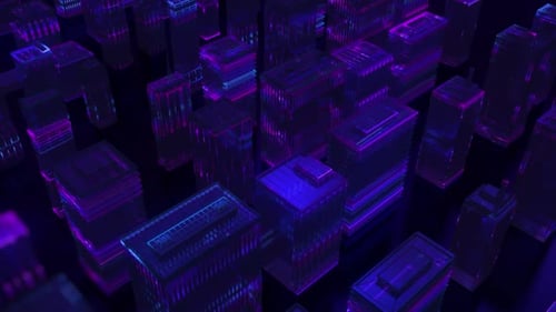 Digital Neon Glowing City