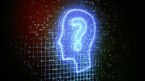 Cabeça criptográfica com ponto de interrogação